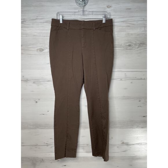 Old Navy Pixie Pants Womens 12 Brown High Rise Split Hem Stretch Work Casual - Picture 1 of 13